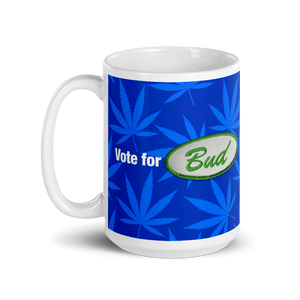 Righteous Bud's Vote for Bud Mug – Blue and Green