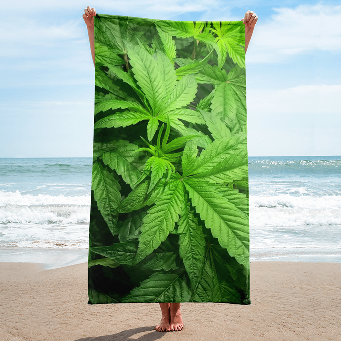 Righteous Bud's Leafy Green Indica Beach Towel