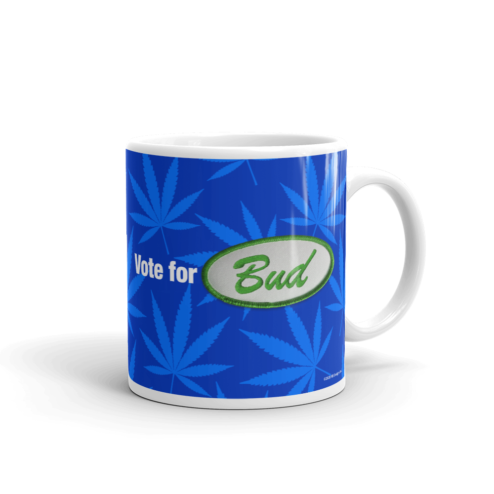 Righteous Bud's Vote for Bud Mug – Blue and Green