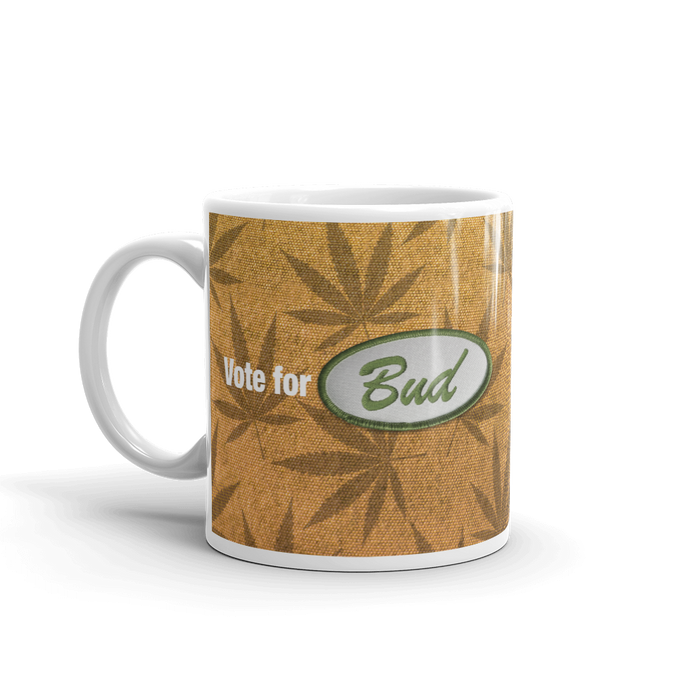 Vote for Bud Mug Brown Leaf / Gold Hemp